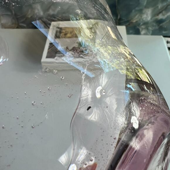 Villeroy And Boch Pink Depression Glass Trinket Dish Swirl/Teardrop Blown Glass - Picture 5 of 13